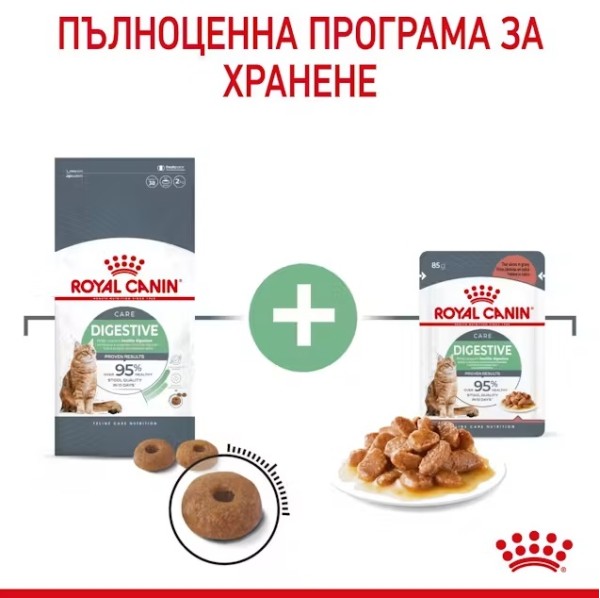 Royal Canin Digestive Care Gravy - Пълноценна мокра храна в пауч за котки над 12 месеца за подпомагане здравословното храносмилане